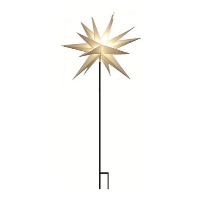 LED-Gartenstecker Kunststoffstern weiß 58cm 6/18h Timer h:90cm IP44 außen 34092