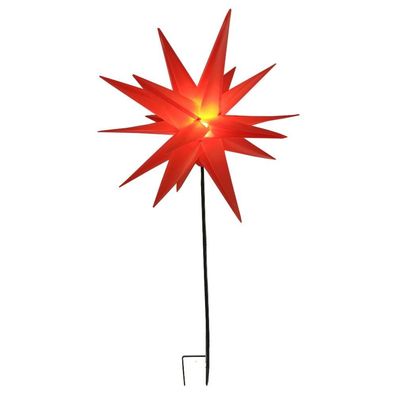 LED-Gartenstecker Kunststoffstern rot 58cm 6/16h Timer h:90cm IP44 außen 34047