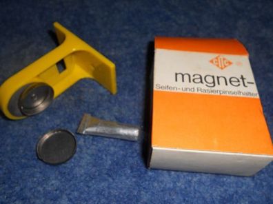 magnet-Seifen und Rasierpinselhalter in OVP-Made in GDR-gelb