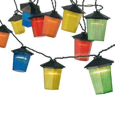 LED-Party-Lichterkette 20er Laterne Lampion 4,20m 4 Farbig außen HI 50011