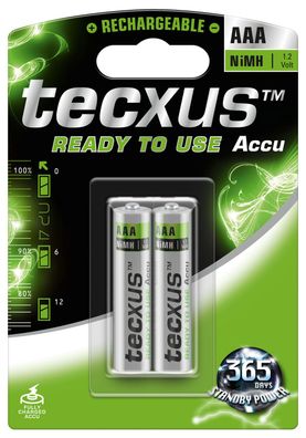 tecxus - AAA800RTU - Micro AAA - 1,2 Volt 800mAh Ni-MH (RTU) - 2er Blister