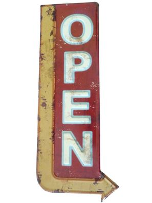 Blechschild "OPEN" Geöffnet Offen Diner Bar Kneipe Büro Laden Pfel 50x20 NEU