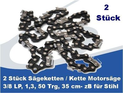 2 Stück Sägeketten / Kette Motorsäge 3/8 LP, 1,3, 50 Trg, 35 cm- zB für Stihl