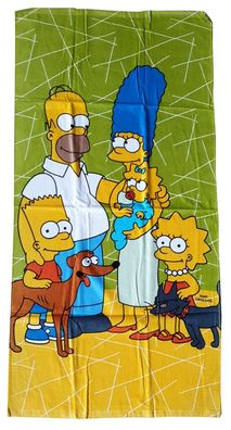Handtuch The Simpsons komplette Familie Strandtuch 70 x 140 cm, 100% Baumwolle