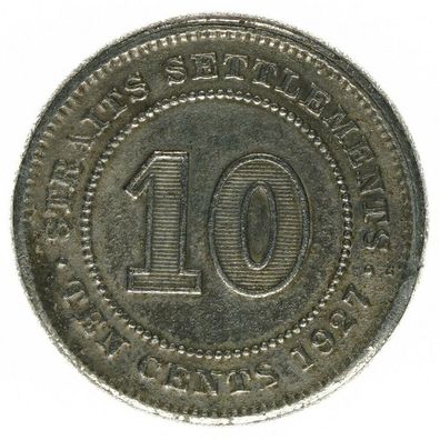 Straits Settlements, 10 Cents 1927 A48582