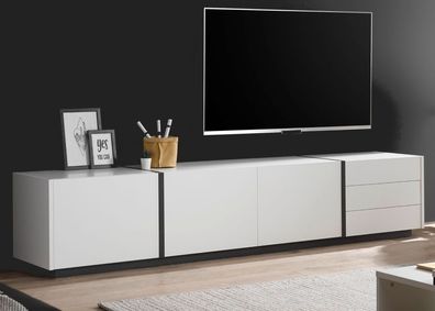 TV-Tisch Lowboard TV Board Unterschrank ONTARIO HOCHGLANZ PVC PUSH CLICK TOP NEU