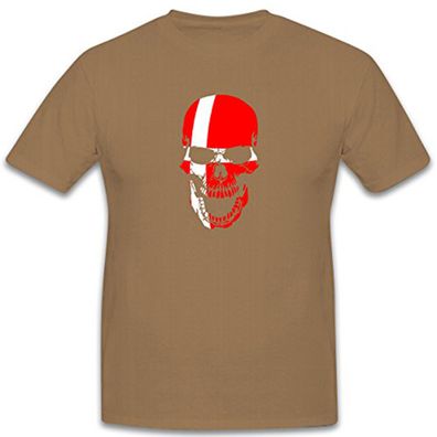 Dänemark Skull Schädel Totenkopf Danmark Fahne Flagge - T Shirt #6488