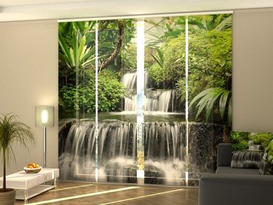 Foto-Schiebegardine Wasserfall in Bali, Flächenvorhang mit Motiv, Fotodruck, auf Maß