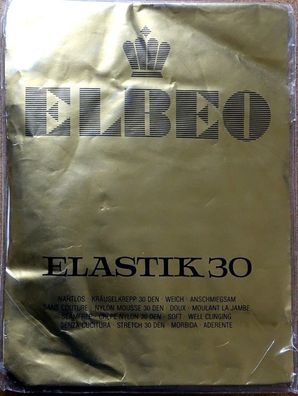 Vintage Nylonstrumpf Elbeo braun Noisette 30den Gr. II, Elastik 30 Kräuselkrepp 1Paar