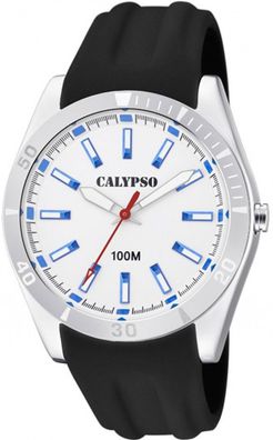 Calypso Herrenuhr schwarz Quarz analog Kunststoff Armbanduhr PU K5763
