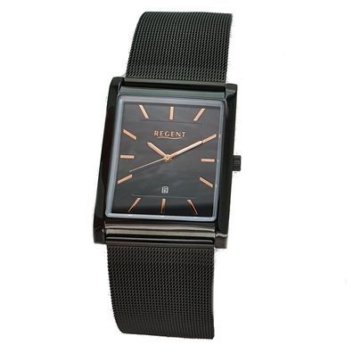 Regent 1151770 schicke Armbanduhr für Herren in schwarz