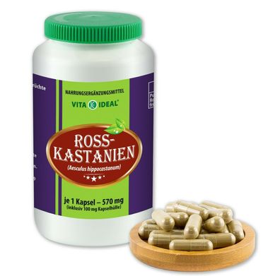 Vitaideal ® Rosskastanien Kapseln je 570mg ohne Zusatzstoffe von NEZ-Diskounter