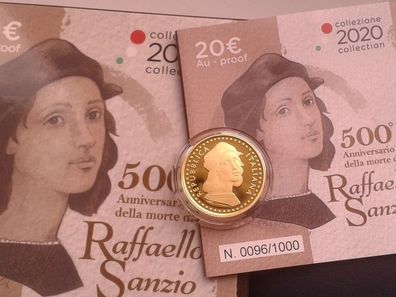Original 20 euro 2020 PP Italien 6,45g 900er Gold Raffaelo Sanzio Maler Bildhauer