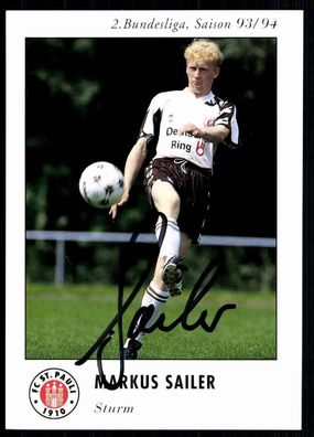 Markus Sailer FC ST. Pauli 1993-94 Original Signiert + A 78936