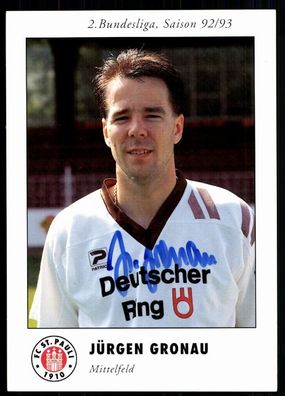 Jürgen Gronau F.C. ST Pauli 1992/93 Original Signiert + A 78898