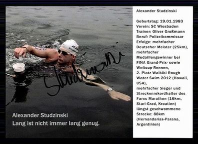 Alexander Studzinski Autogrammkarte Original Signiert Schwimmen + A 74299