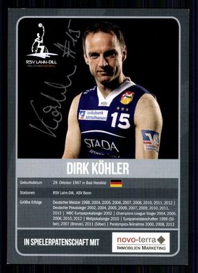 Dirk Köhler Autogrammkarte Original Signiert TOP Baskettball + A 74167