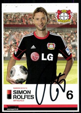 Simon Rolfes Bayer Leverkusen 2013-14 Original Signiert 2. Karte + A 79145