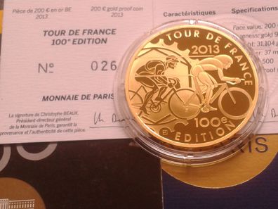 200 euro 2013 PP 1 Unze Gold Frankreich Tour de France Radsport maximal 500 Stück