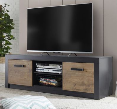 TV-Lowboard Kastanie grau Unterteil für Flat-TV Board 153cm Fernsehtisch Beveren