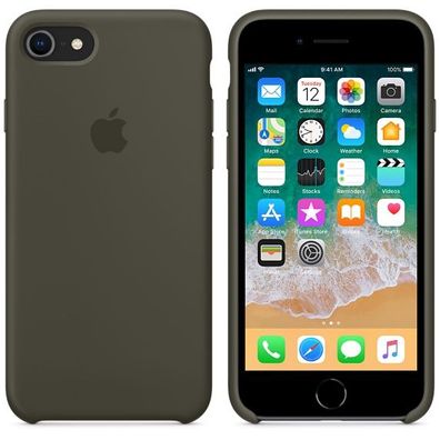 Apple Silikon Mikrofaser Cover Hülle iPhone 8 / 7 / iPhone SE 2020 - Olivgrün