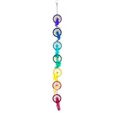 Traumfänger "7 Chakras" 7-farbig 7 Ringe &Oslash; 6 cm L: 70 cm Dreamcatcher Indianer