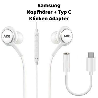 Samsung AKG Kopfhörer Für Samsung Galaxy S20 S21 Mikrofon + USB-C Adapter Weiß