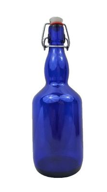 0,75 Liter Glasballon Trinkflasche Wein Wasser Henkelflasche Gallone blau