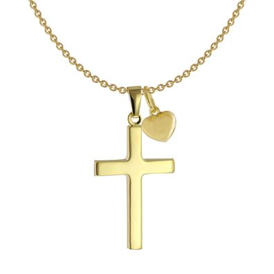 Acalee Schmuck Damen-Halskette mit Kreuz und Herzchen Gold 333 / 8K 20-1216-03
