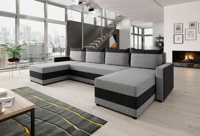 Sofa Couch Garnitur Sofagarnitur VELVET U mit Schlaffunktion Wohnlandschaft NEU