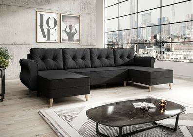 Sofa Couch Garnitur Sofagarnitur NEAPEL U mit Schlaffunktion Wohnlandschaft NEU