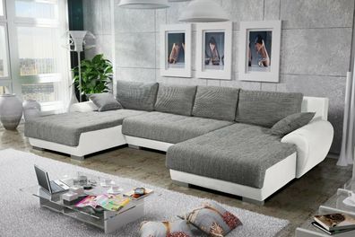 Sofa Couch Garnitur Sofagarnitur LEON U mit Schlaffunktion Wohnlandschaft NEU
