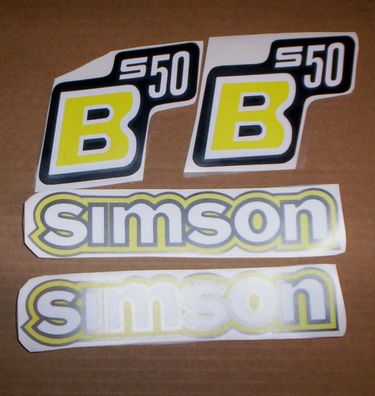 S50, S50B, weiß-gelb-schwarz, Seitendeckelaufkleber, Tankaufkleber, DDR, Simson