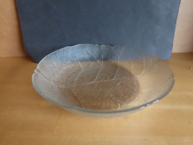 Glasschale Dessertschalen Glas mit Relief Blattform ca.20,5 cm Ø