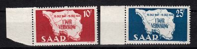 1948 Saarland, 1. Jahr Verfassung MiNr. 260II-61II, postfrisch