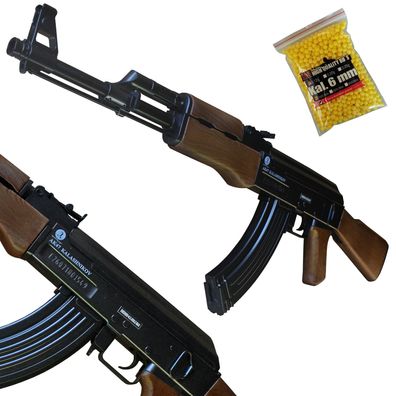 Kalashnikov AK47 wood Federdruck Airsoft Gewehr Holz-Optik ab 14 Jahren < 0,5 Joule