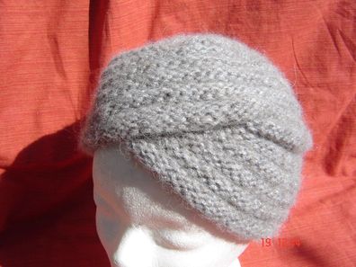 Turban Kappe Rippstrick Alpaca mit Glitzer elegant grau von Marzi p W5