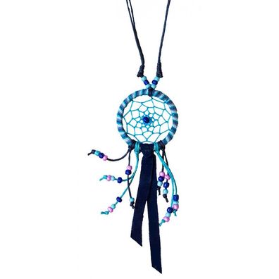 Traumfänger Halskette Mandala blau Dreamcatcher Indianerschmuck