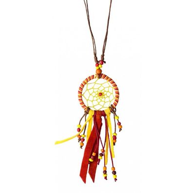 Traumfänger Halskette Mandala orange Dreamcatcher Indianerschmuck
