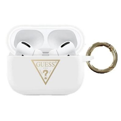 Guess Triangle Silicon Cover Case für Apple Airpods Pro - Weiss