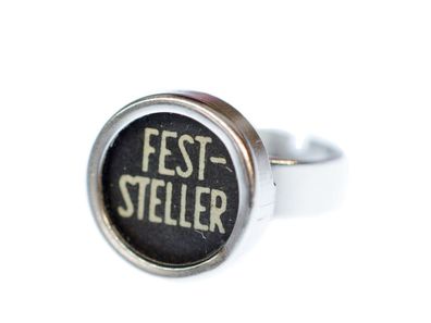 Ring Feststeller Schreibmaschinentaste Miniblings Vintage Upcycling schwarz