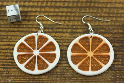 Orangenscheibe Orange Ohrringe Miniblings Blutorange Frucht Obst 35mm orangen
