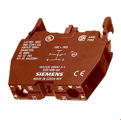 Kontaktelement 3SB1400-0A, 1xSchließer 1Öffner Frontbefestigung Siemens, 1St