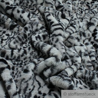 Stoff Polyester Fell Schneeleopard Fellimitat Langflor Webpelz weich Leopard