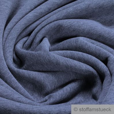 Stoff Baumwolle Polyester Jersey angeraut blaugrau Sweatshirt weich dehnbar grau