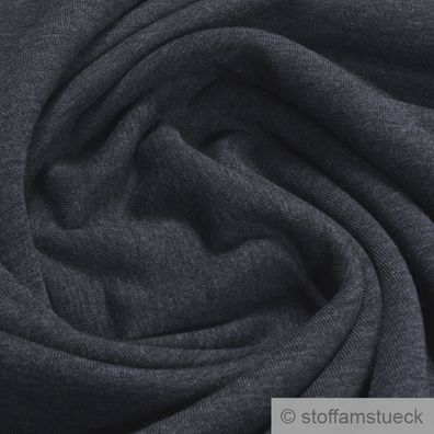 0,5 Meter Baumwolle Polyester Jersey angeraut dunkelgrau Sweatshirt weich grau