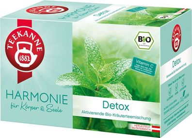 Teekanne Harmonie Bio Detox, aktivierende Kräuterteemischung, Teebeutel im Kuver