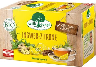 Willi Dungl Bio Ingwer-Zitrone, wärmender Ingwertee, Teebeutel im Kuvert