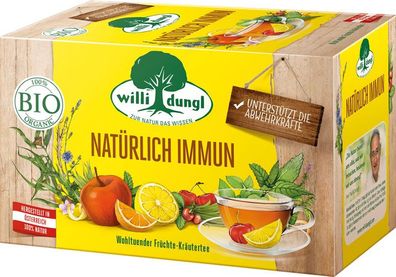 Willi Dungl Bio Natürlich Immun, wohltuender Früchte-Kräutertee, Teebeutel im Ku