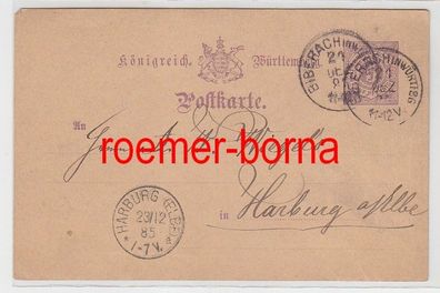 82439 Ganzsachen Postkarte Königrich Württemberg Harburg (Elbe) 1885